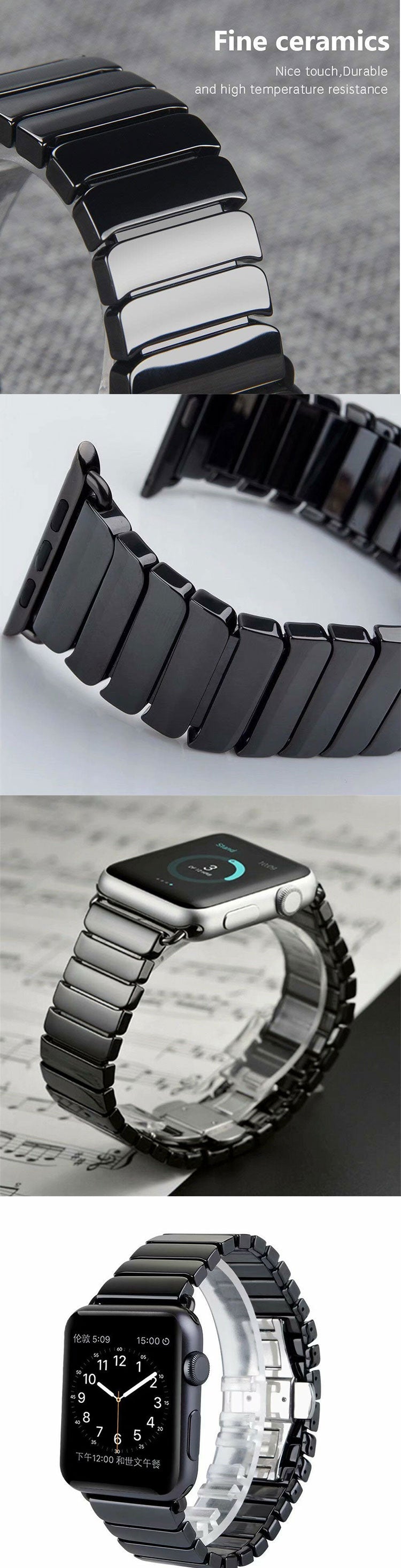 Ceramic Strap for Apple Watch Band Ultra 2 49mm 45mm 46mm 44mm 40 42mm Butterfly buckle Wristband iWatch Series 10 9 8 7 6 5 SE