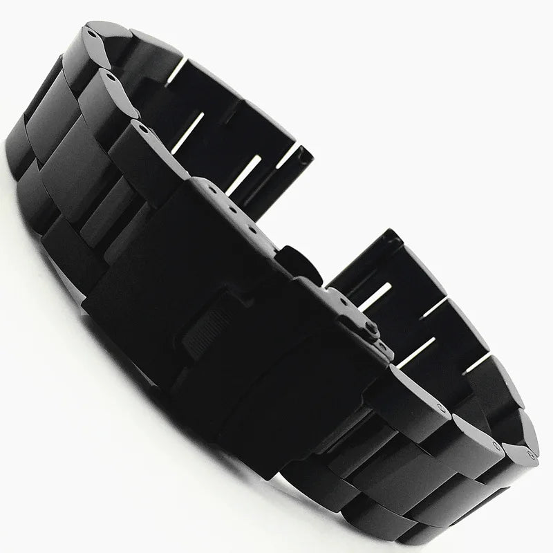 20mm 22mm 24mm 26mm 28mm Solid Stainless Steel Strap Double Safety Buckle Watchband Diving Metal Belt Bracelet Watch Accessories