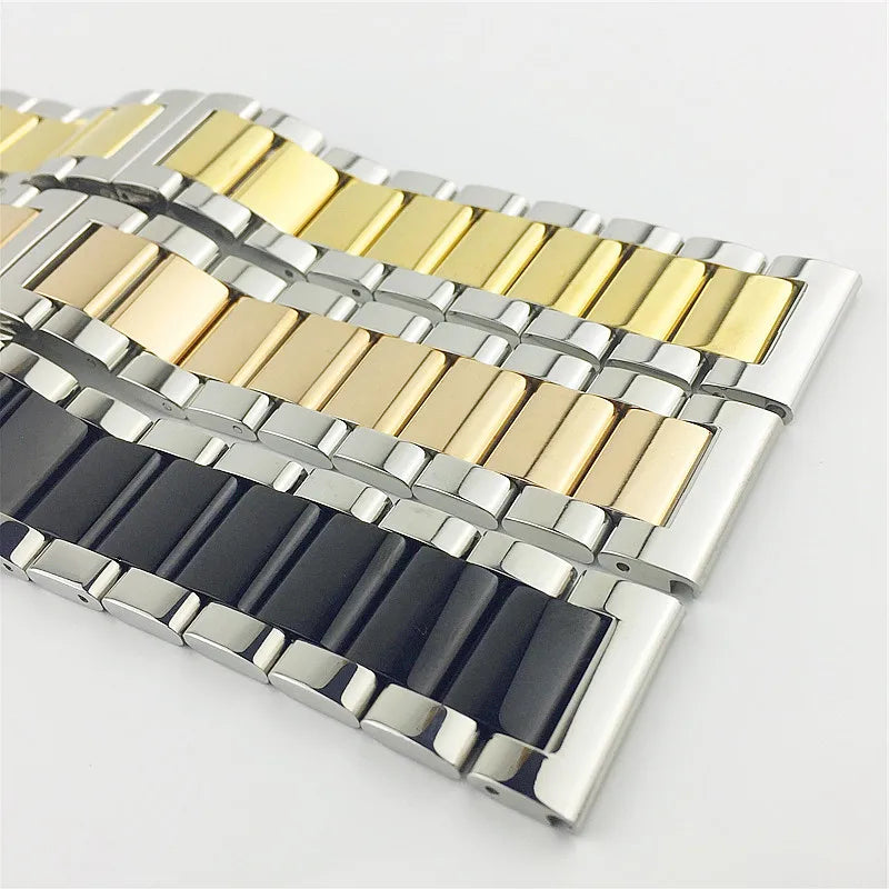 18 20 21 22 23 24 26mm Solid Metal Wristband No Gap Stainless Steel Watch Band Bracelet Replacement Strap Accessorie with Tool