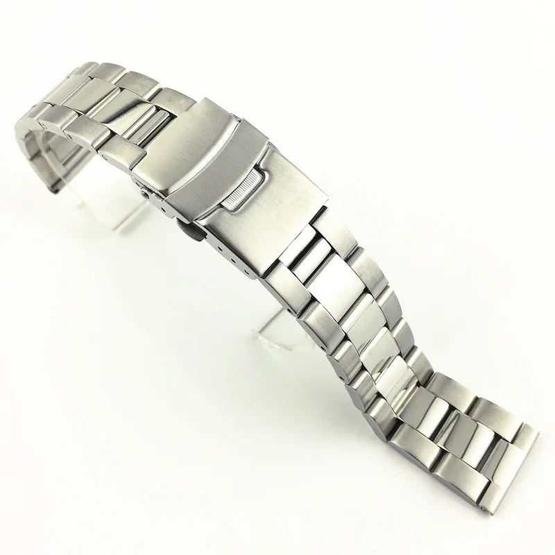 20mm 22mm 24mm 26mm 28mm Solid Stainless Steel Strap Double Safety Buckle Watchband Diving Metal Belt Bracelet Watch Accessories