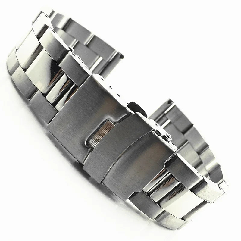 20mm 22mm 24mm 26mm 28mm Solid Stainless Steel Strap Double Safety Buckle Watchband Diving Metal Belt Bracelet Watch Accessories