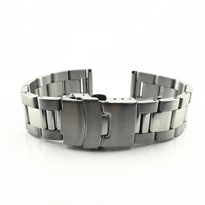20mm 22mm 24mm 26mm 28mm Solid Stainless Steel Strap Double Safety Buckle Watchband Diving Metal Belt Bracelet Watch Accessories
