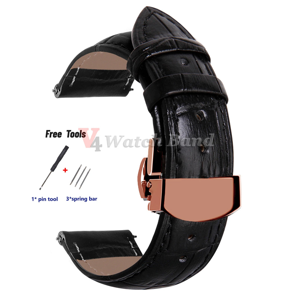 18mm 20mm 22mm 24mm Genuine Leather Watchband Crocodile Pattern Straps Men Women Replacement Universal Bracelet
