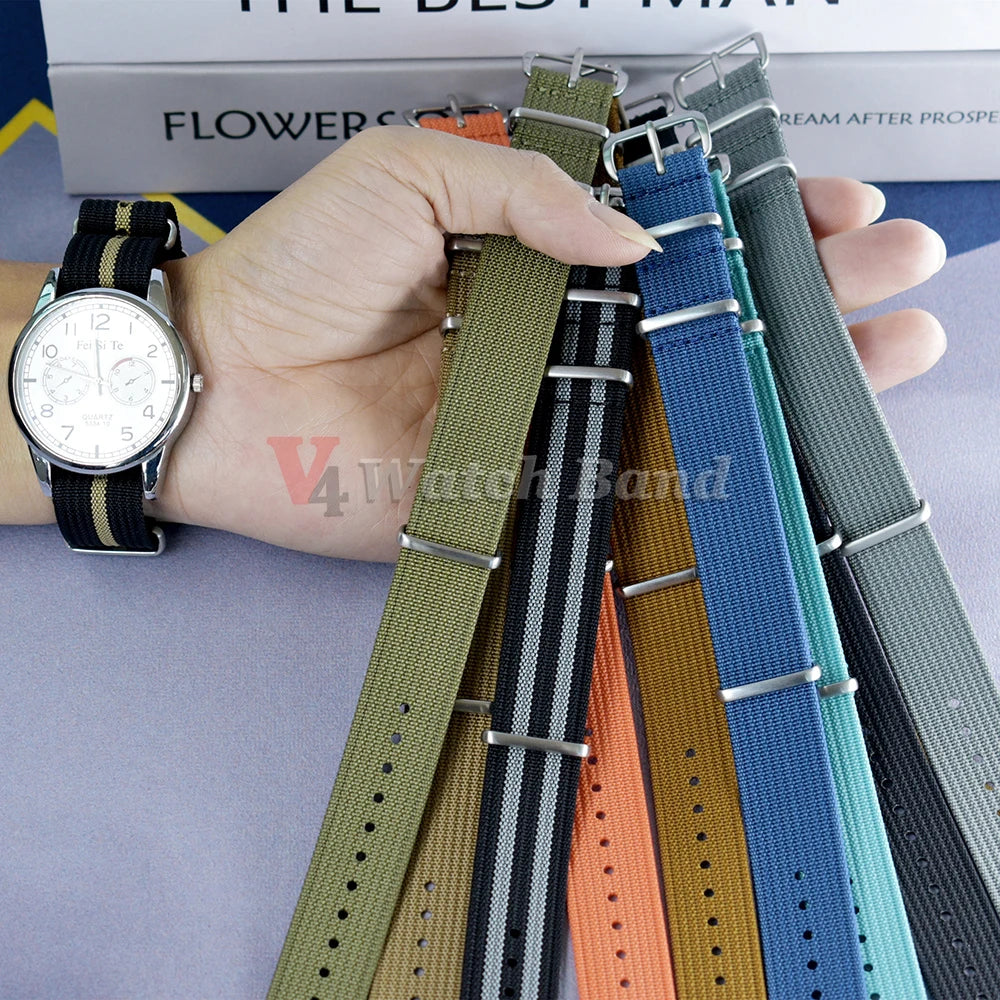 19mm 18mm 20mm 22mm Ribbed Nylon Watch Strap for Swatch for Omega for Rolex for Seiko for Moonswatch Army Military Watch Band