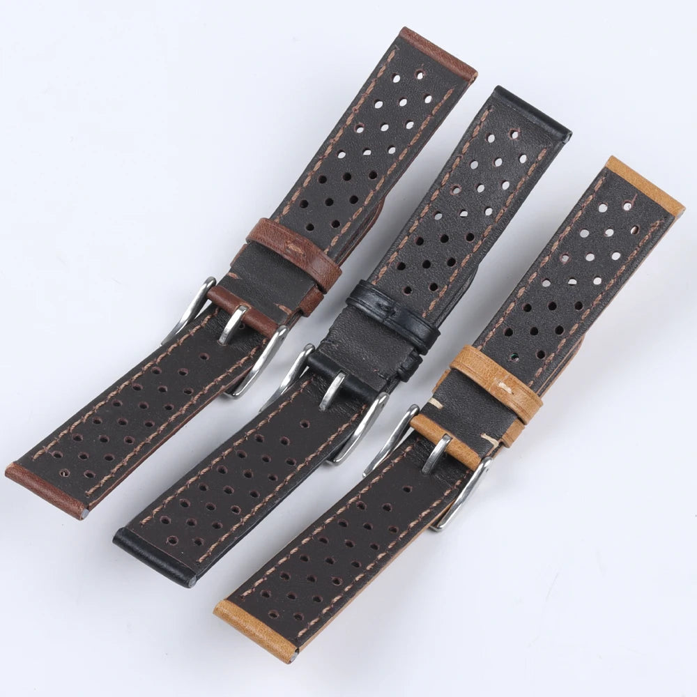 Genuine Leather Watch Strap for Tag Heuer Cowhide Breathable Watch Band 18mm 20mm 22mm for Seiko Men's  Universal Watchband