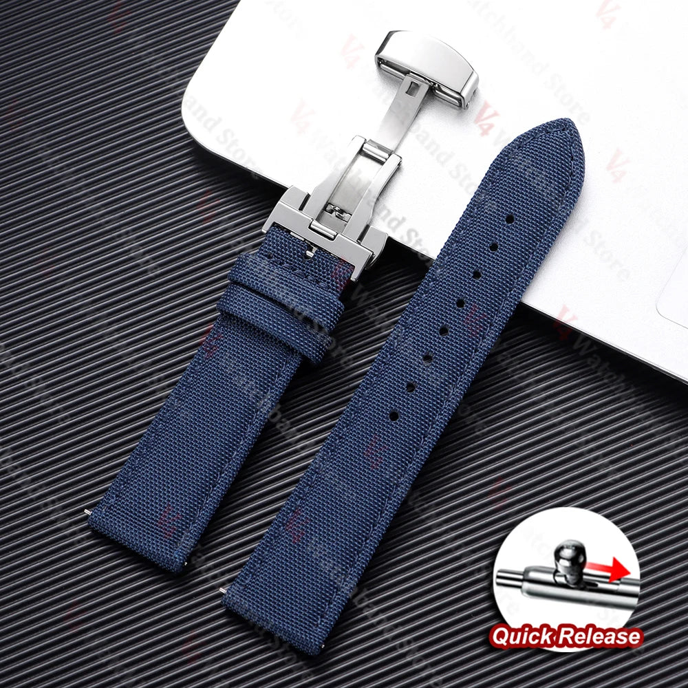 Sailcloth Strap 20mm 22mm for Rolex Nylon Watch Band for Seiko Men Sport Business Quick Release Green Butterfly Buckle Wristband