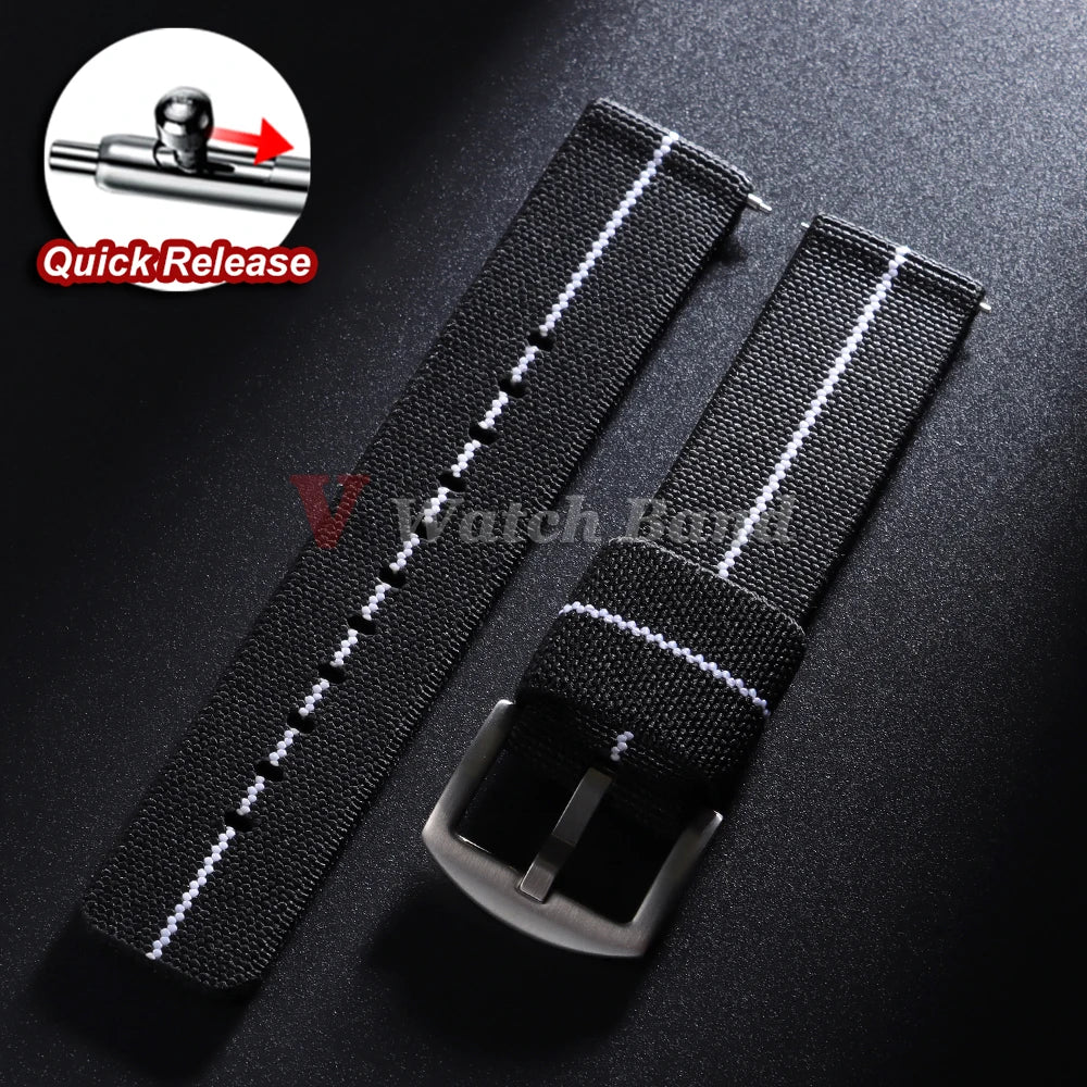 Elastic Strap Nylon Watch Band 20mm 22mm for Omega Army Woven for Seiko Wristband Quick Release Military Men's Sport Watch Band