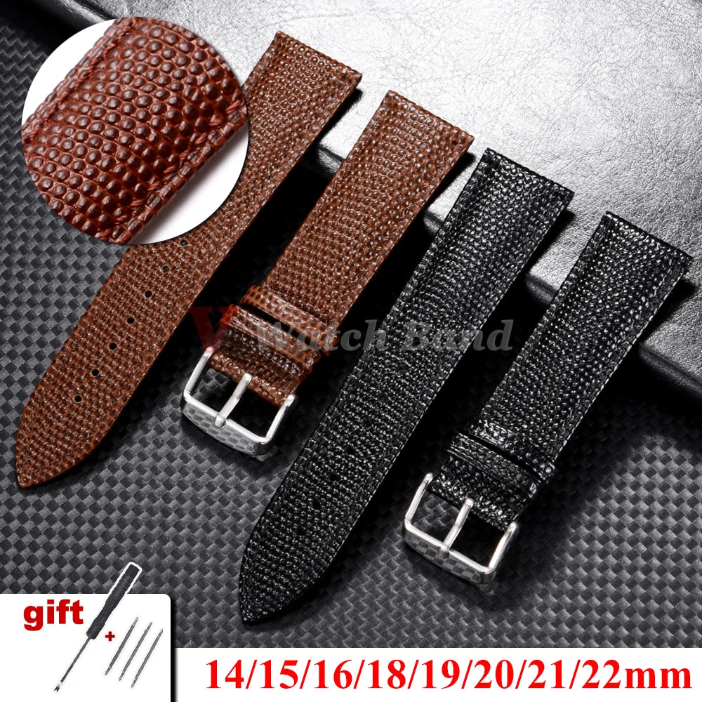 Retro PU Leather Watchbands Lizard Pattern Strap for Seiko for Rolex Watch Band 14mm 15mm 16mm 18mm 19mm 20mm 21mm 22mm Bracelet