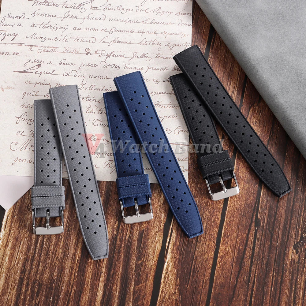 Premium Grade Tropical Rubber Watch Strap 20mm 22mm for Seiko SRP7J1 Watch Bands Diving Waterproof Strap Flat Universal Bands