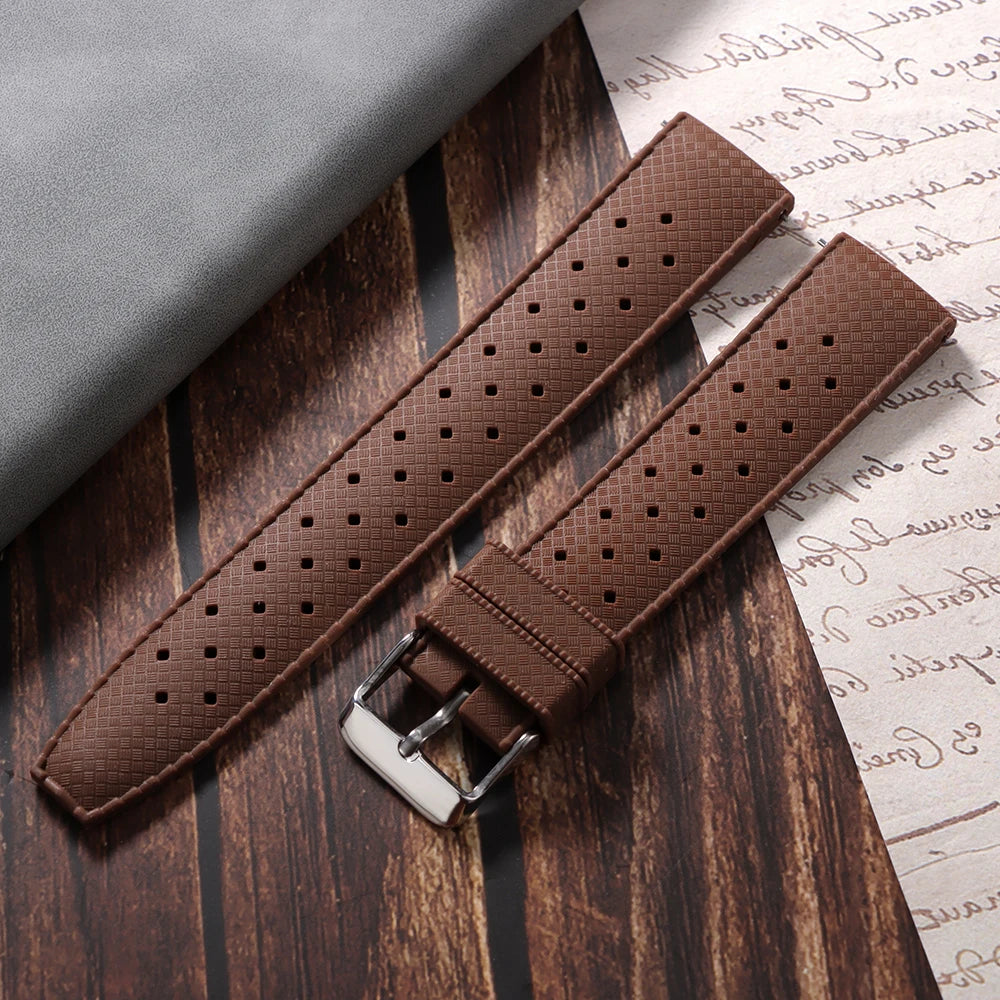 Premium Grade Tropical Rubber Watch Strap 20mm 22mm for Seiko SRP7J1 Watch Bands Diving Waterproof Strap Flat Universal Bands