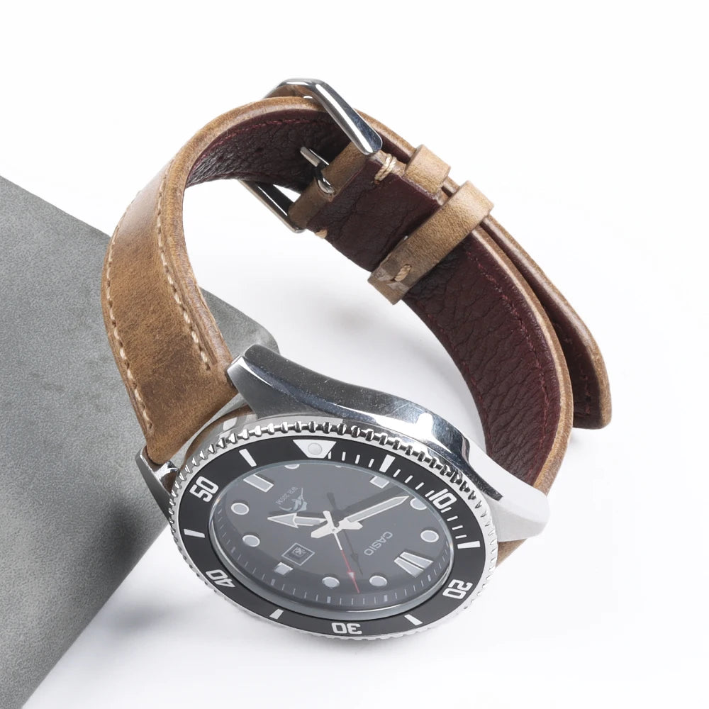Genuine Cowhide Strap for Casio for Seiko for Omega  High Quality Crazy Horse Cowhide Watch Band for Rolex 18 22 22mm