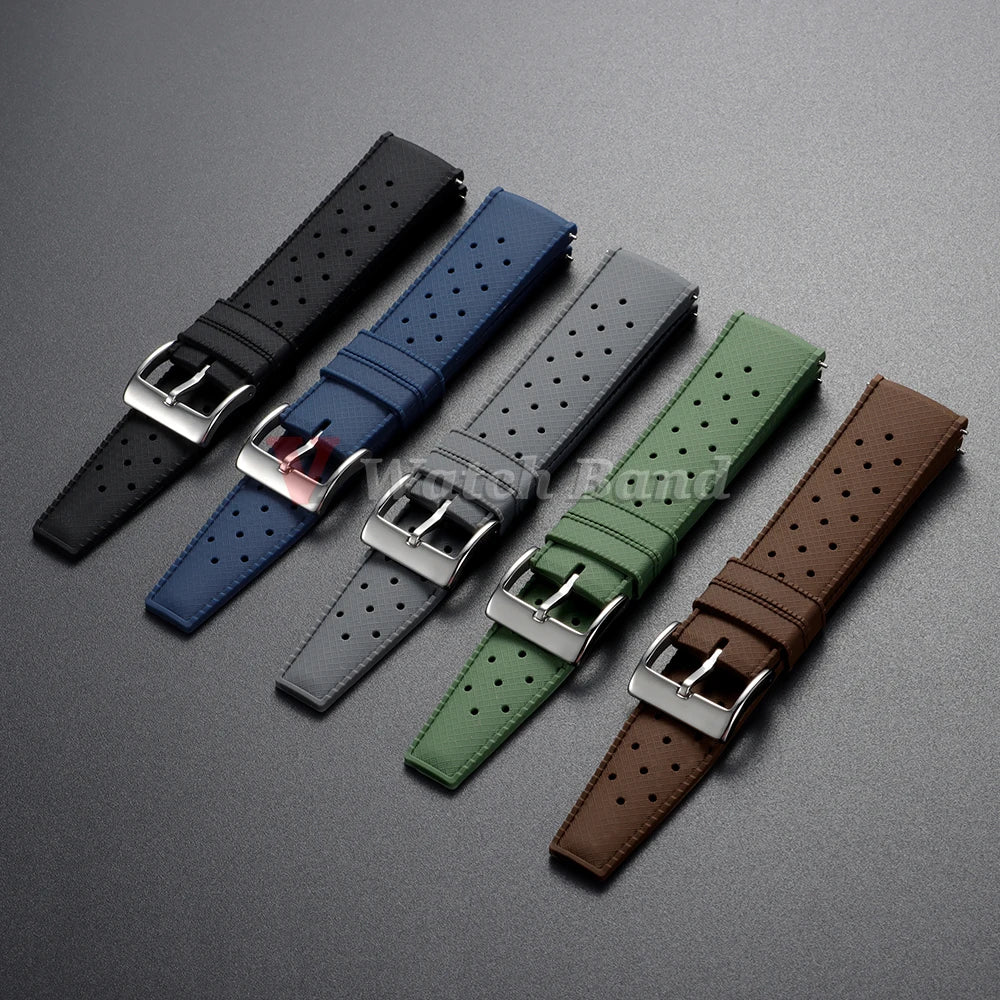 Quick Release Tropical Rubber Watch Strap 18mm 20mm 22mm for Seiko for Omega for Rolex Perfect Fit Flat End Universal Watchbands