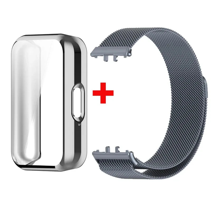 Case+Milanese Strap For Samsung Galaxy Fit 3 Full Protector Cover Band For Samsung Galaxy Fit 3 SM-R390 Magnetic Watchband