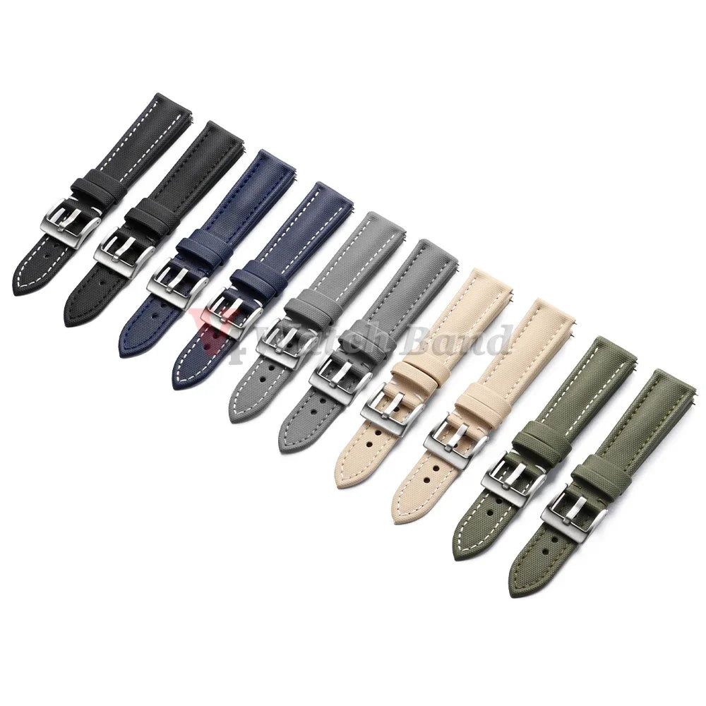 Premium Sailcloth Strap 18mm 19mm 21mm for Omega for Rolex Watch Band Durable Nylon Bracelet 20mm 22mm Quick Release Wristbelt