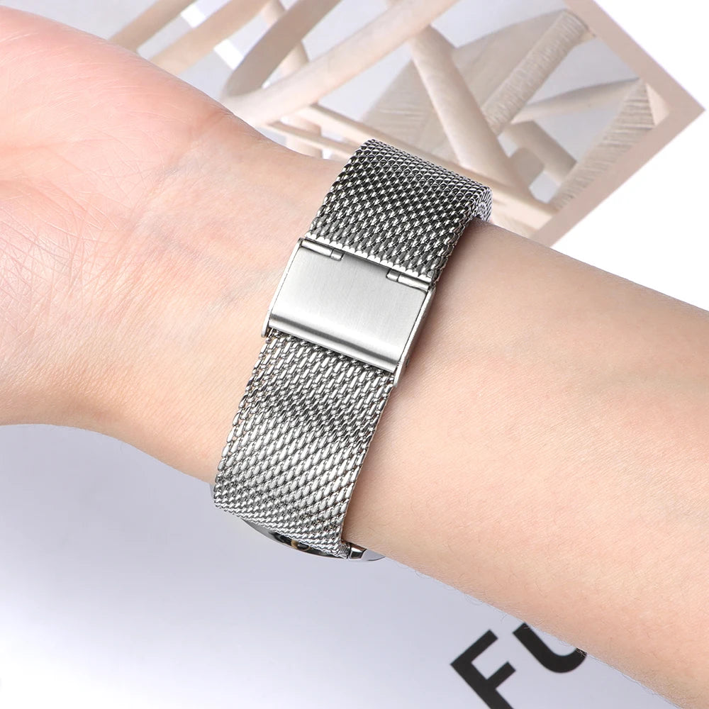 0.8 Mesh Milanese Stainless Steel Strap 18mm 20mm 22mm for DW 2mm Thickness Wire Strap Adjustable Length Watch Accessories