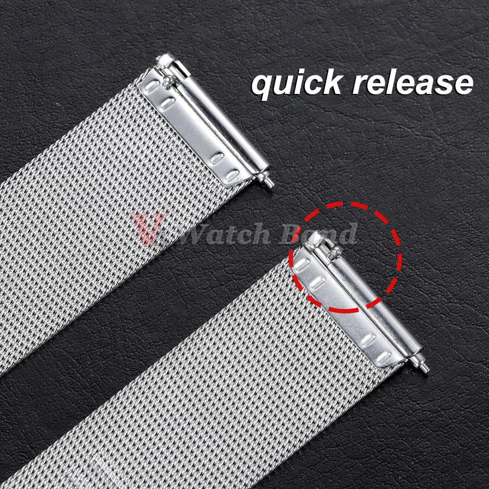 0.4 Milanese Mesh Loop Stainless Steel Watch Band Metal Strap for DW for Omega Black Gold Bracelet 18mm 20mm 22mm Bracelet