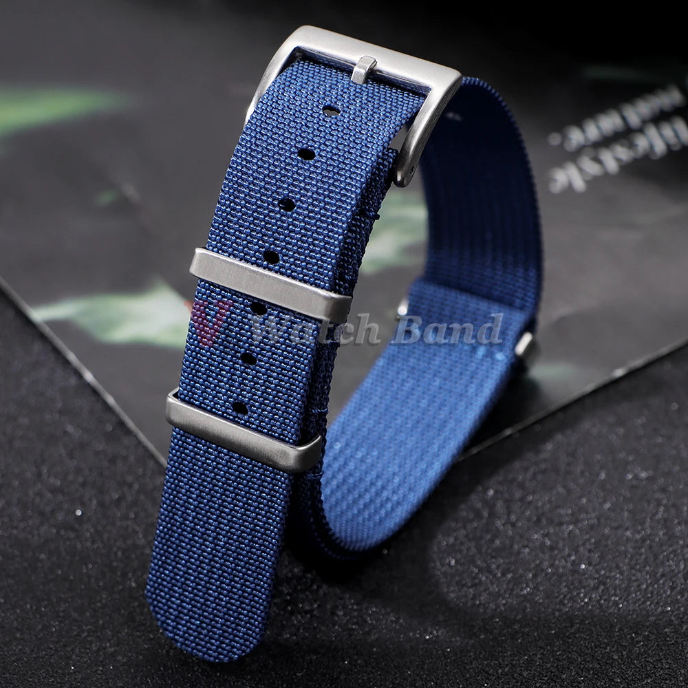 Ribbed Nylon Watch Band  for Seiko 18mm 20mm 22mm Comfortable Watch Straps Loop Military Washable Blet for Rolex Men Watchbands
