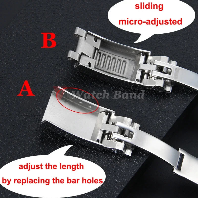 Watch Band Clasp 9x9mm for Rolex Stainless Steel Fine-tuning Pull Button Watch Buckle for DAYTONA SUBMARINER GMT Yacht-Master