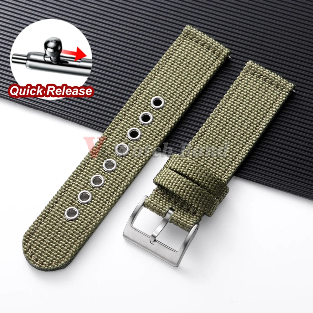 Nylon Watch Band for Seiko Army Military Canvas Woven Nylon Strap 18mm 20mm 22mmQuick Release Wristband Men's Sport Watch Bandss