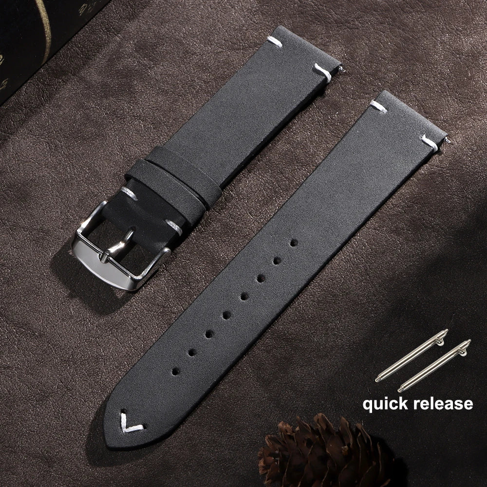 18mm 20mm 22mm Vintage Watchband Handmade Stitching Strap for Omega for Seiko Smartwatch Replacement Wristband Men Accessories