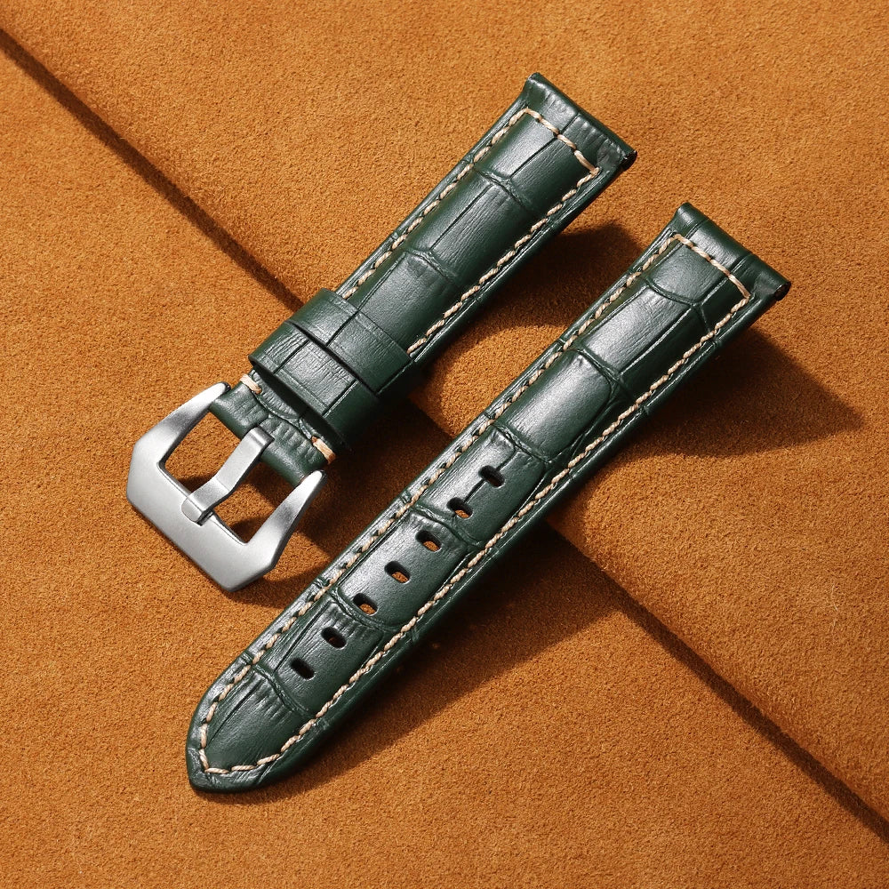 Genuine Leather Watch Band Bracelet 20mm 22mm 24mm 26mm for Panerai Cowhide Vintage Watchband for Samsung Galaxy Watch 3 4 Strap