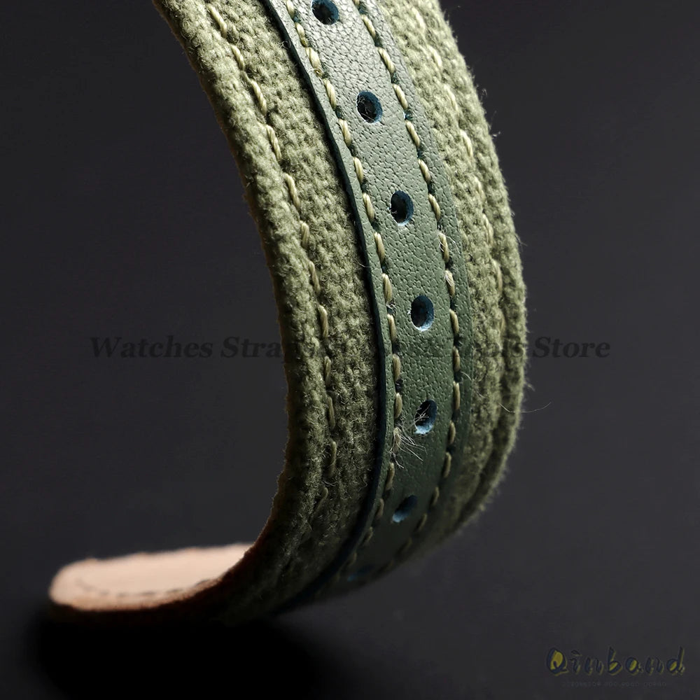 20mm 22mm Nylon Leather Watch Band High Quality Canvas Strap Military Sport Bracelet for Seiko Quick Release Universal Wristband