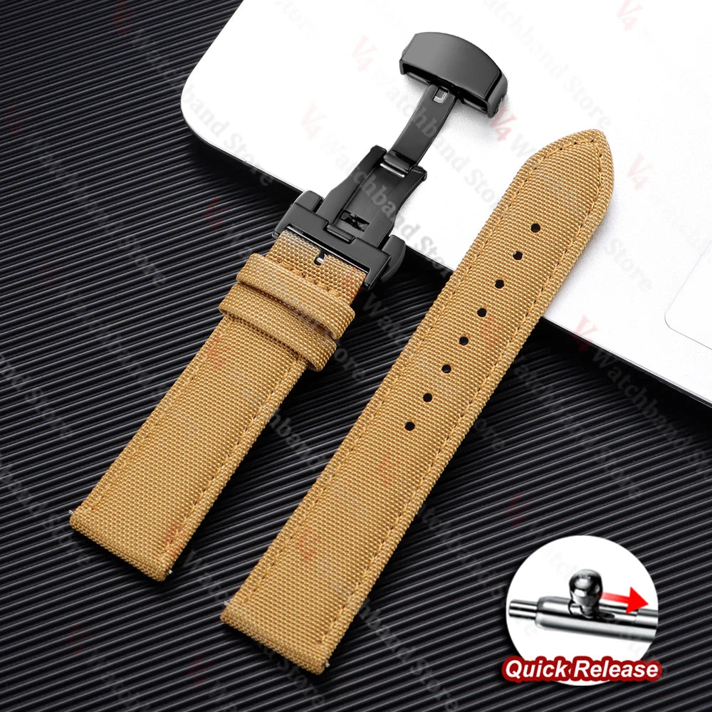 Sailcloth Strap 20mm 22mm for Rolex Nylon Watch Band for Seiko Men Sport Business Quick Release Green Butterfly Buckle Wristband