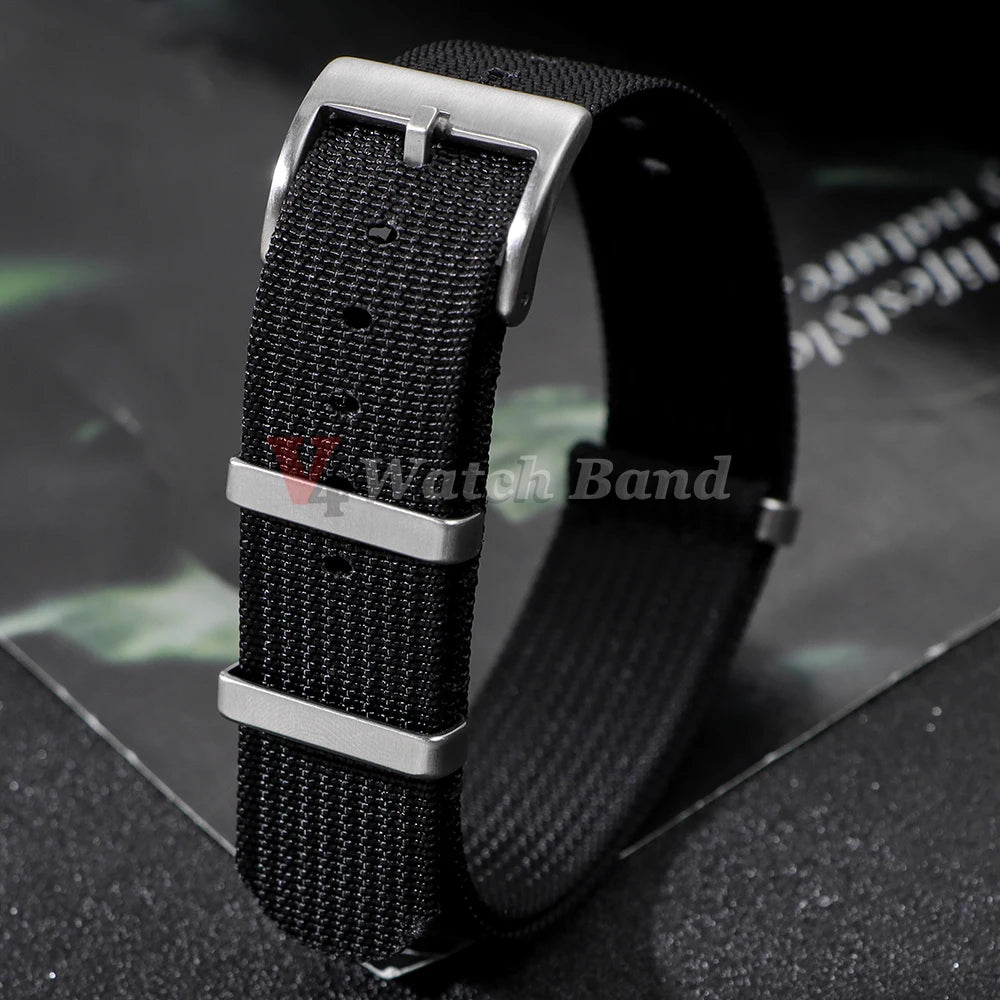Ribbed Nylon Watch Band  for Seiko 18mm 20mm 22mm Comfortable Watch Straps Loop Military Washable Blet for Rolex Men Watchbands
