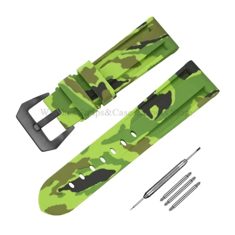 Camouflage Rubber Strap For Panerai Band 20mm 22mm 24mm 26mm Silicone MenSport Waterproof Wristband For Omega Universal Bracelet