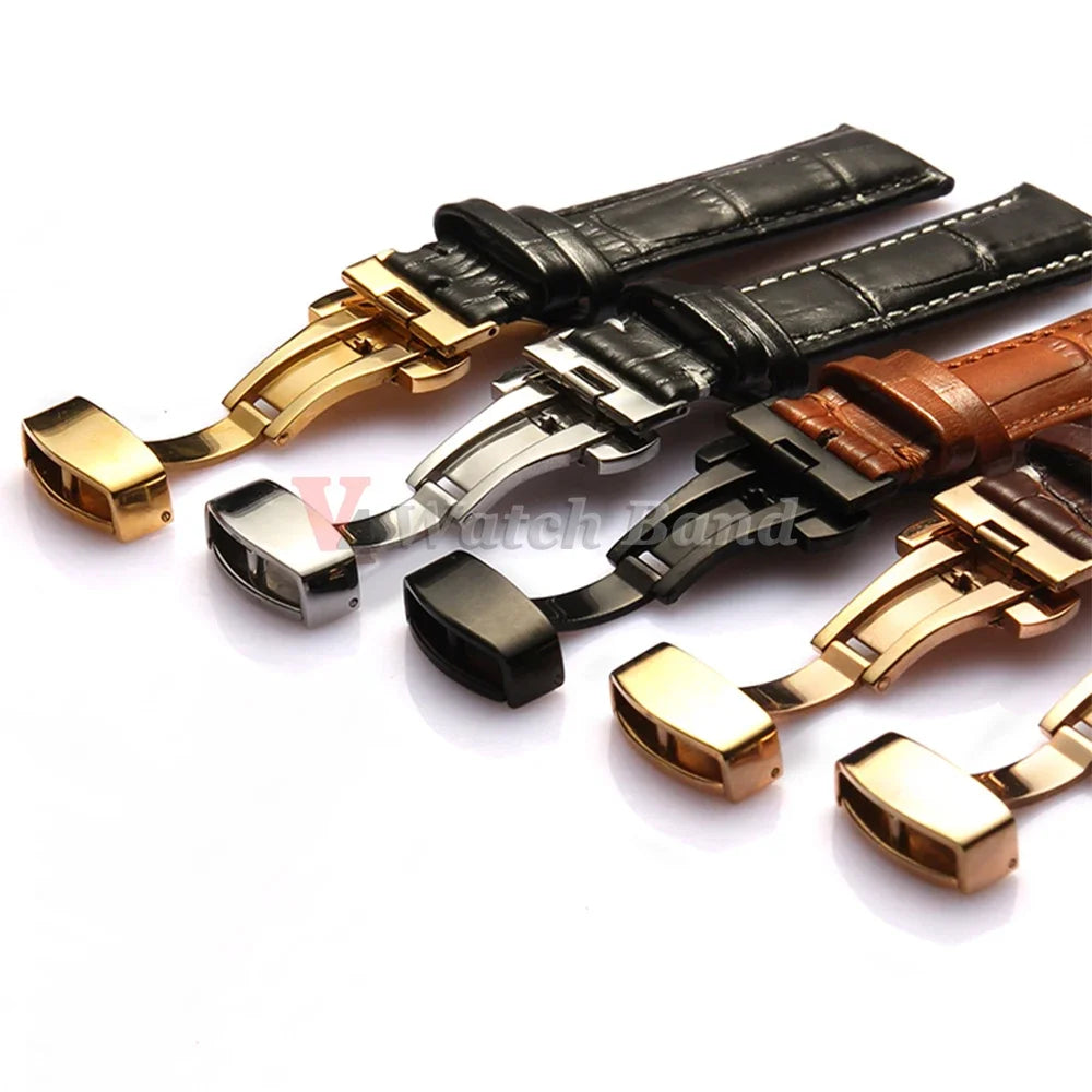 Quick Release Leather Watchband for Omega Business Watch Band for Seiko Butterfly 24mm 22mm 20mm 18mm Buckle Black Brown Strap