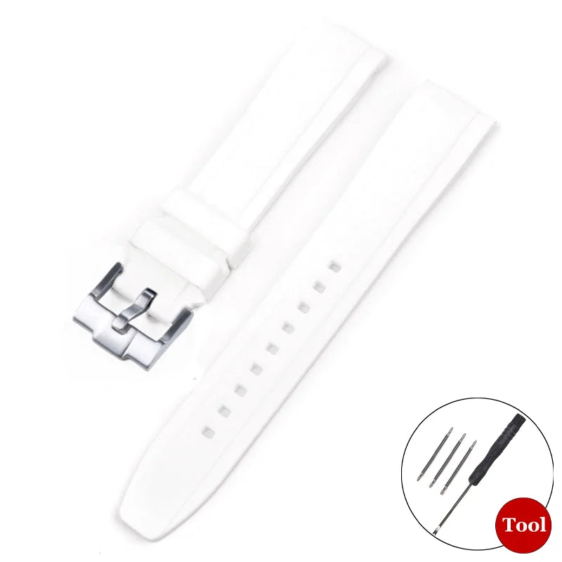 20mm Curved Rubber Watch Strap for Omega for Swatch for Moonswatch Soft Waterproof Sport Wrist Bracelet Women Men Accessories