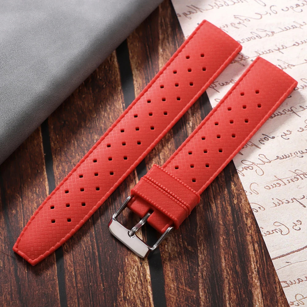 Premium Grade Tropical Rubber Watch Strap 20mm 22mm for Seiko SRP7J1 Watch Bands Diving Waterproof Strap Flat Universal Bands