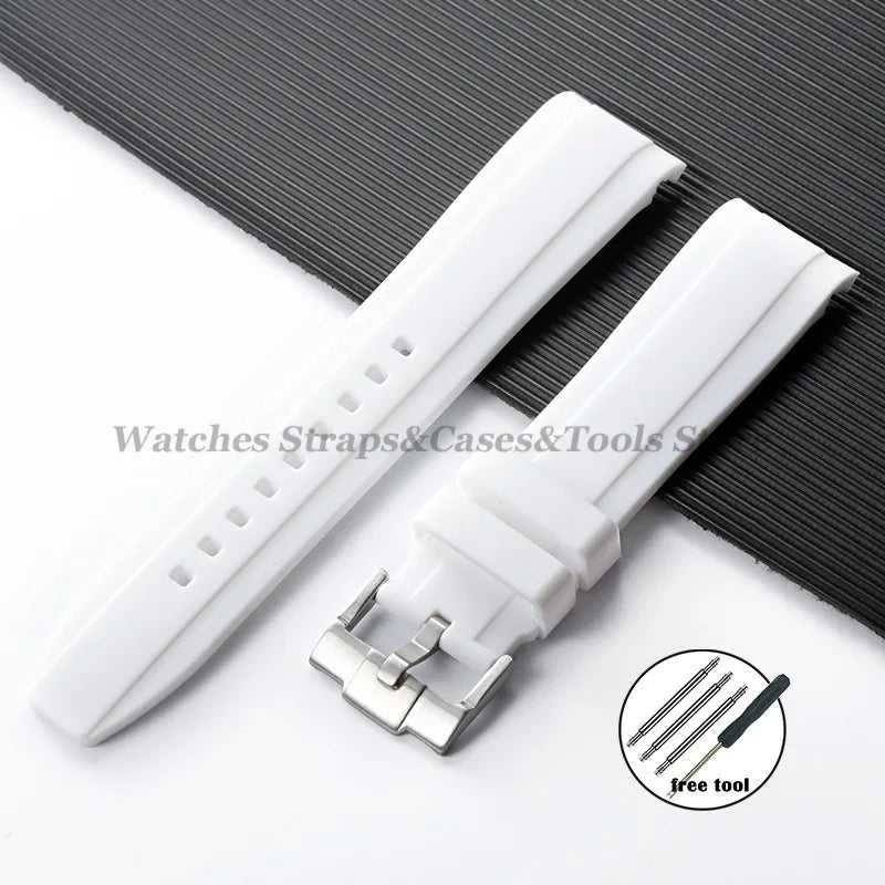 20mm 22mm Rubber Strap High Quality Curved End Silicone Watch Band for Swatch for Omega for Moonswatch for Rolex Waterproof Belt
