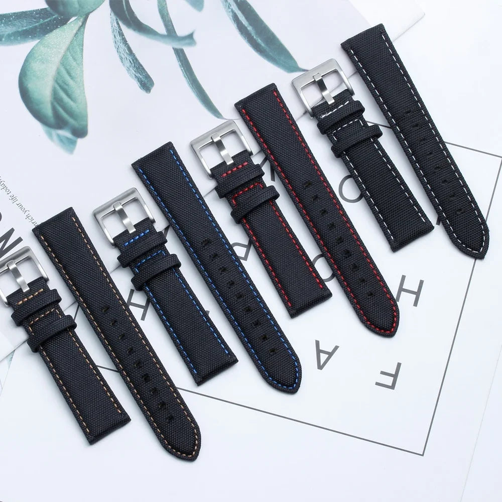 Nylon Leather Watch Strap for Huawei for Seiko Belt Quick Release Watchband for Samsung Galaxy Watch 3/4/5pro 45mm 40mm 44mm