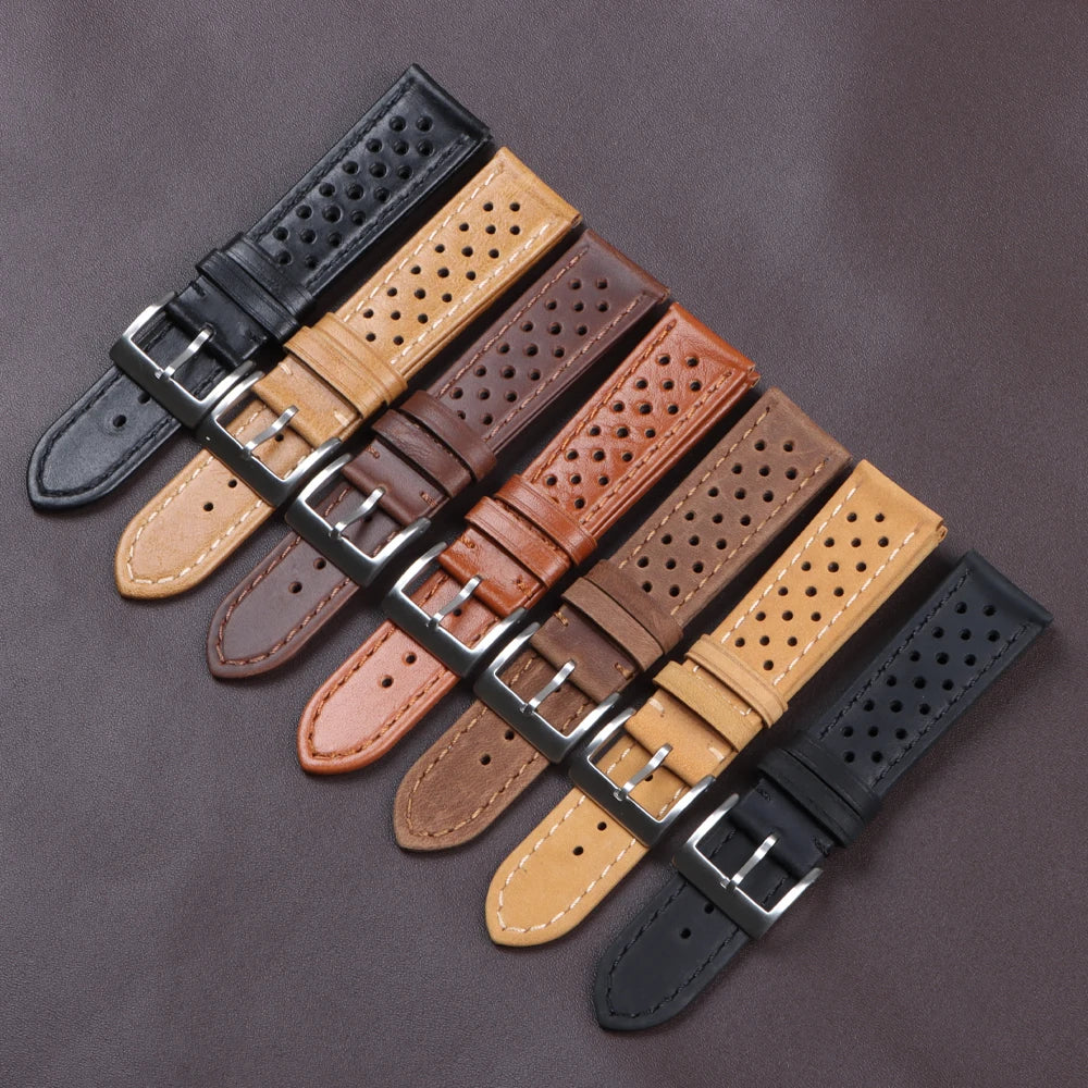Cowhide Breathable Watch Band for Tag Heuer for Citizen for Seiko 22mm 20mm 18mm Genuine Leather Strap for Omega Men's Watchband