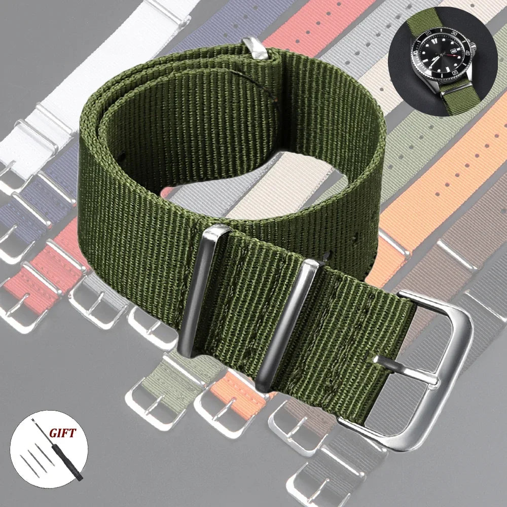 Military Casual Watchband Nylon Watch Band for Omega 20mm 22mm 18mm Strap for Seiko Army Sport High Quality Bracelet Replacement