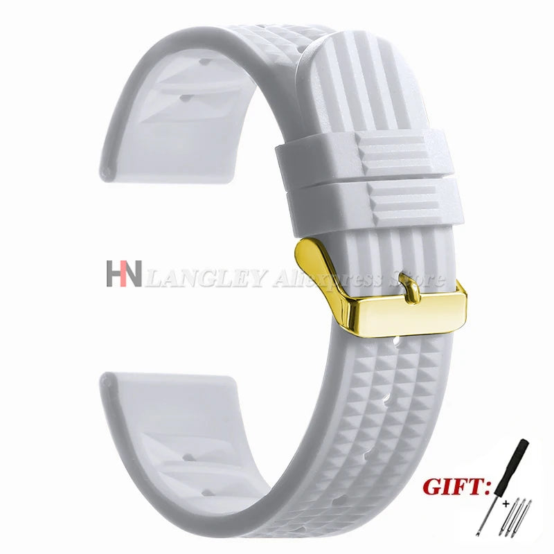 Soft Rubber Waffle Watch Band 20mm 22mm for Seiko for Rolex Water Ghost Sport Silicone Wristband Men's Replacement Strap Premium