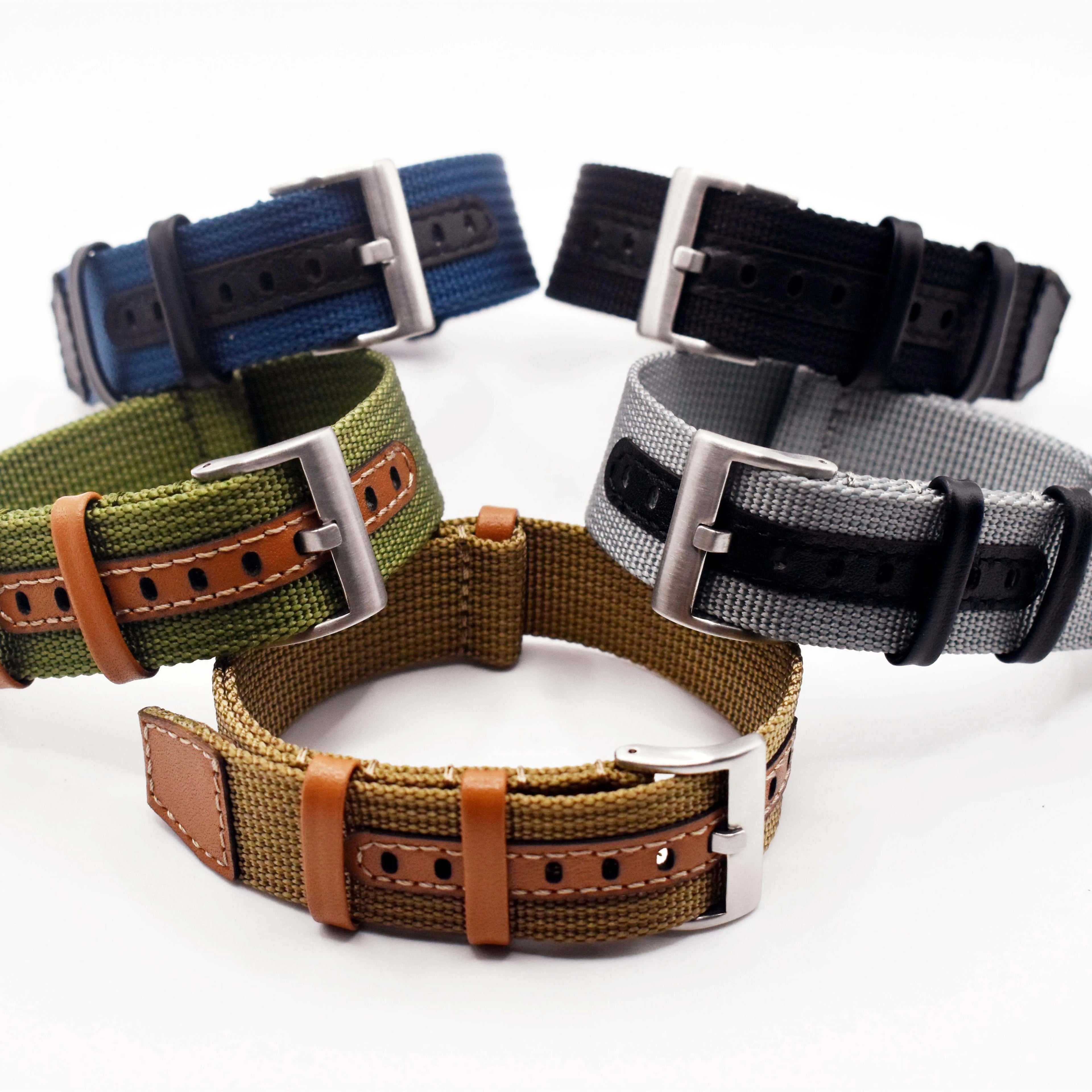 Woven Nylon Geniune Leather Strap for Hamilton Khaki Wristband Men Military Sport Band for Huawei Gt2 Belt 18mm 20mm 22mm 24mm