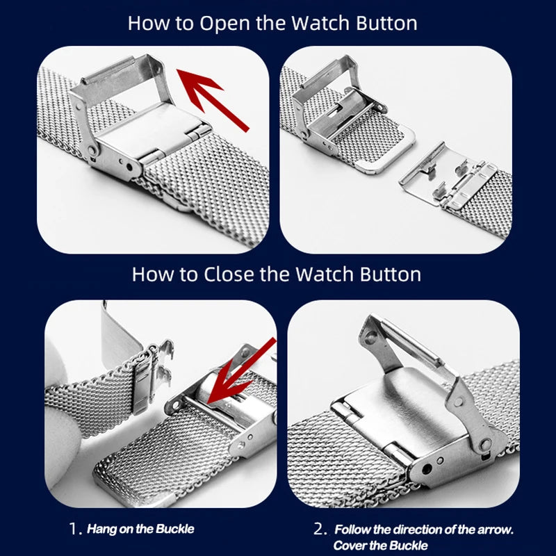 0.6 Mesh Milanese Watch Band for DW 18mm 19mm 20mm 21mm 22mm 24mm Straps for Omega for Seiko Quick Release Steel Adjust Bracelet