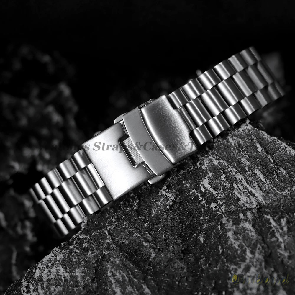 Luxury Curved Strap for Seiko SKX007 SKX009 Solid Stainless Steel Watch Band Three Beads 20mm 22mm Arc End Men Watch Accessories