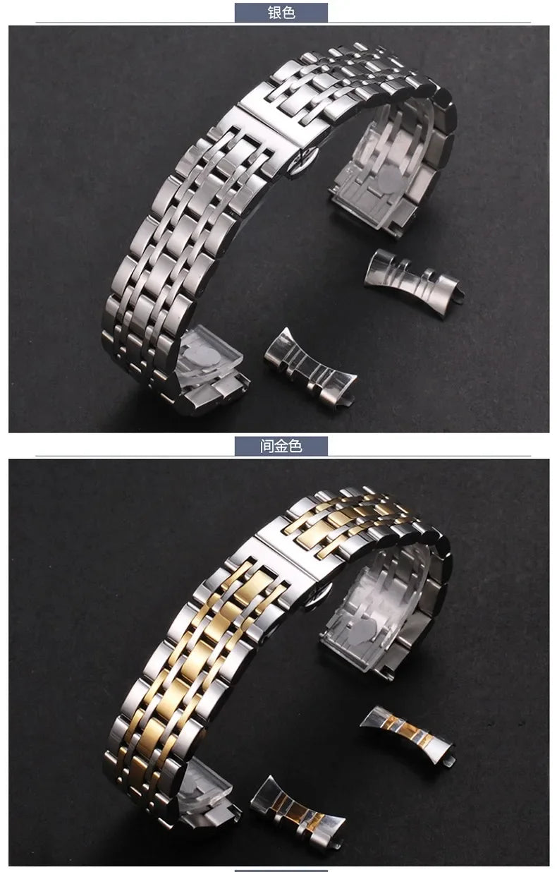 16/18/19/20/21/22/24mm Solid Stainless Steel Watch Band for TISSOT Butterfly Buckle 304L Metal Wrist Strap for Omega for Seiko