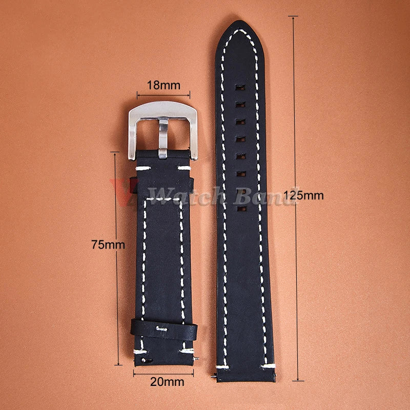 18mm 19mm 20mm 21mm 22mm 24mm Straps Retro Cowhide Watchband for Huawei Gt2/Gt3 Belt Black Yellow Brown Strap for Samsung Galaxy