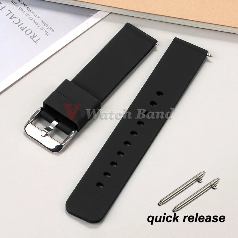 10/12/14/15/16/18/19/20/21/ 22/24mm Quick Release Silicone Strap for Samsung Galaxy Watch 3 4 5  for Huawei GT2/GT3 Smart Watch