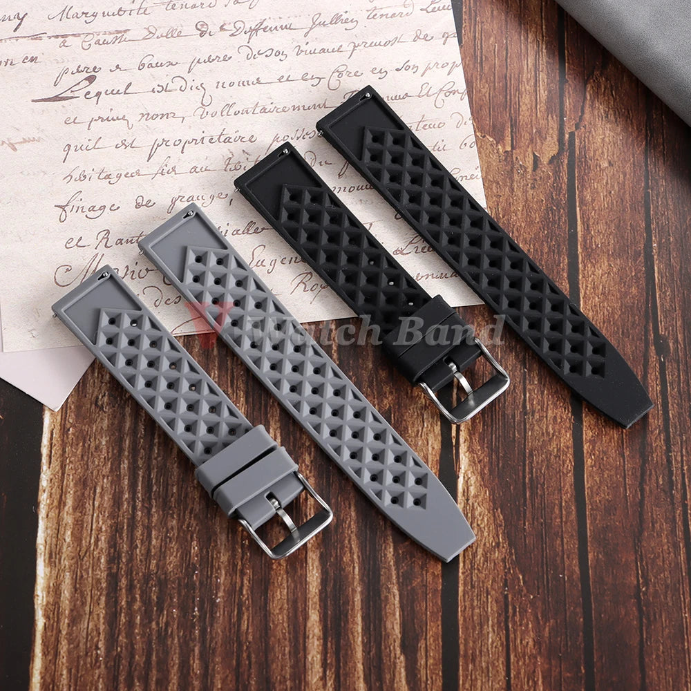 Premium Grade Tropical Rubber Watch Strap 20mm 22mm for Seiko SRP7J1 Watch Bands Diving Waterproof Strap Flat Universal Bands