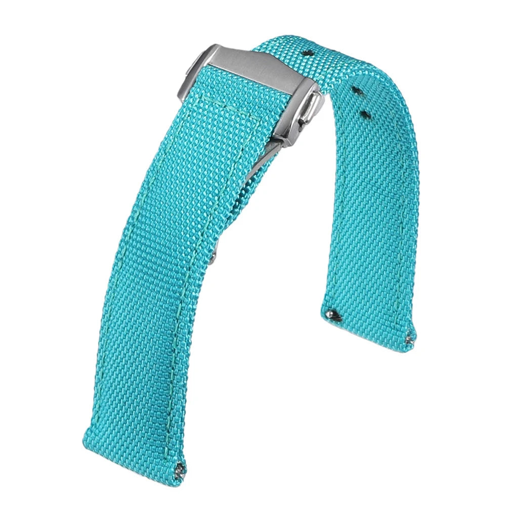 Deployant Sailcloth Watch Strap 20mm 22mm Two-Side Waterproof Nylon Quick Release With Folding Buckle Watch Band for Omega