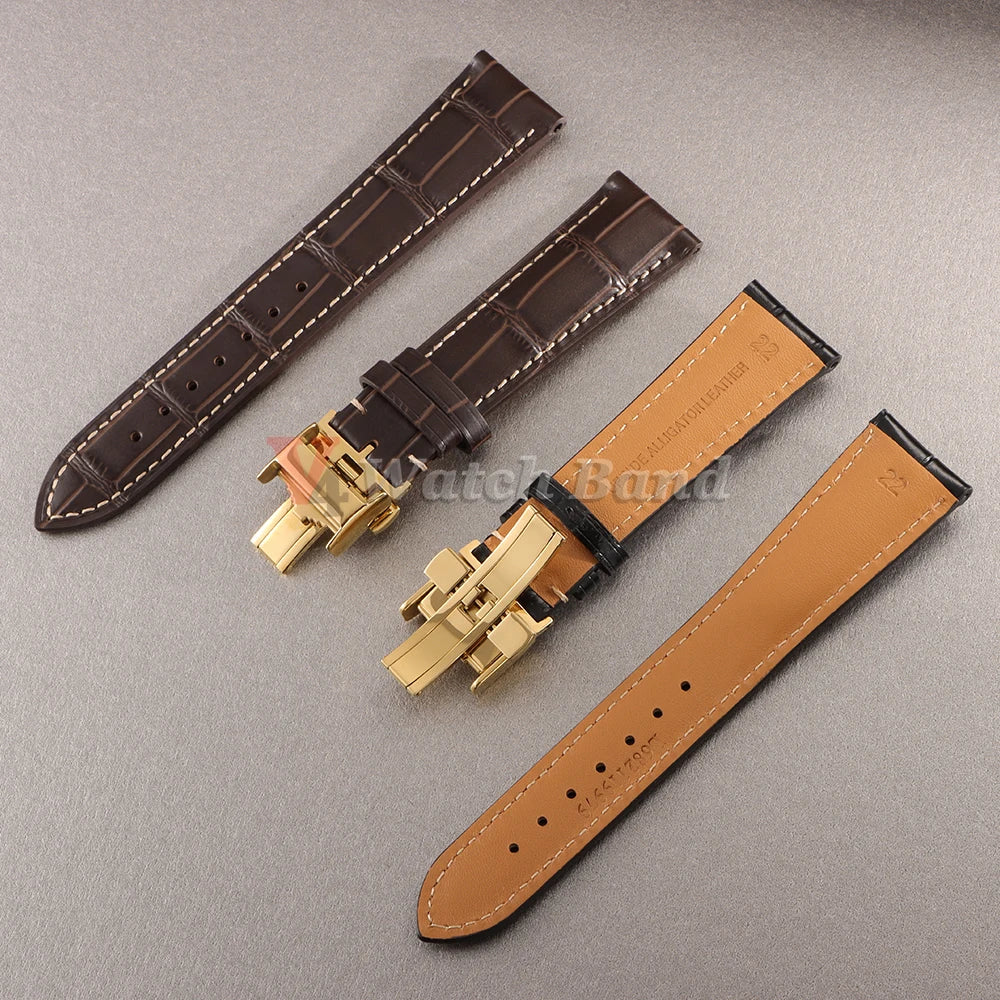 18mm 19mm 20mm 21mm 22mm Cowhide Watch Strap for Longines Replacement Bracelet Universal Metal Butterfly Clasp Wrist Band