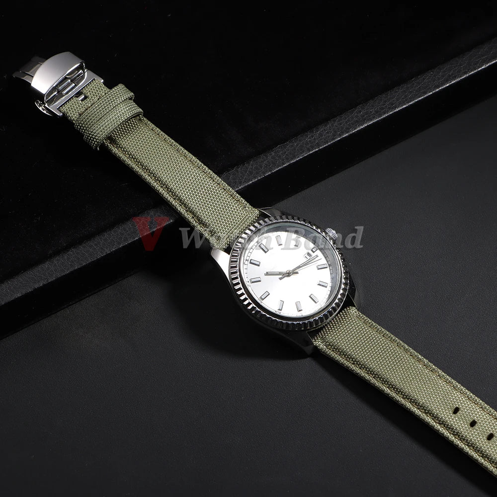 Sailcloth Watch Strap 20mm 22mm Nylon Butterfly Buckle Bracelet for Omega for Seiko Business Men Women Quick Release Watchband