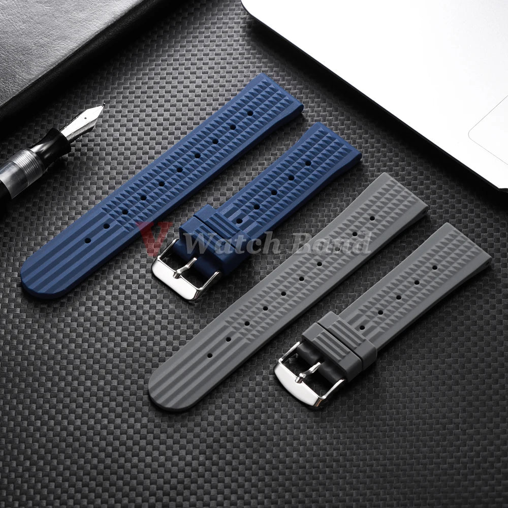 Premium Rubber Band for Seiko Watch Strap 20mm 22mm Flat-end Universal Silicone Rubber Bracelet Wrist Strap Soft for Smartwatch