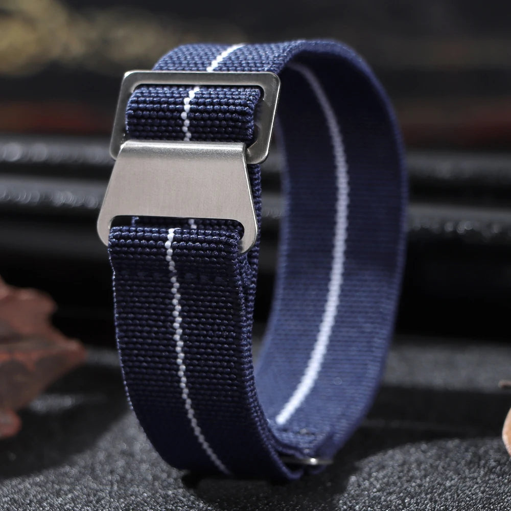 18/20/22mm Nylon Watchband for Seiko Army Military Woven Elastic Strap for French Troops Parachute Bag Universal Men Sport Band