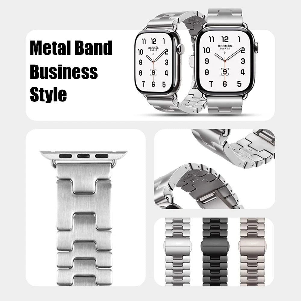Stainless Steel Band For Apple Watch Series 10 46 42mm Strap Business Bracelet Accessories For Iwatch 9 8 Ultra 49mm 44/45/38mm